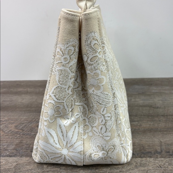 Oscar de la Renta Floral Printed Canvas Tote Bag – Ivory/White - Picture 5 of 15